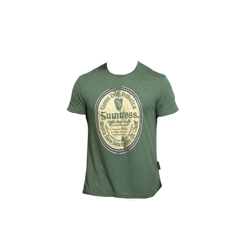 Guinness Green Distressed Gaelic Label T-Shirt