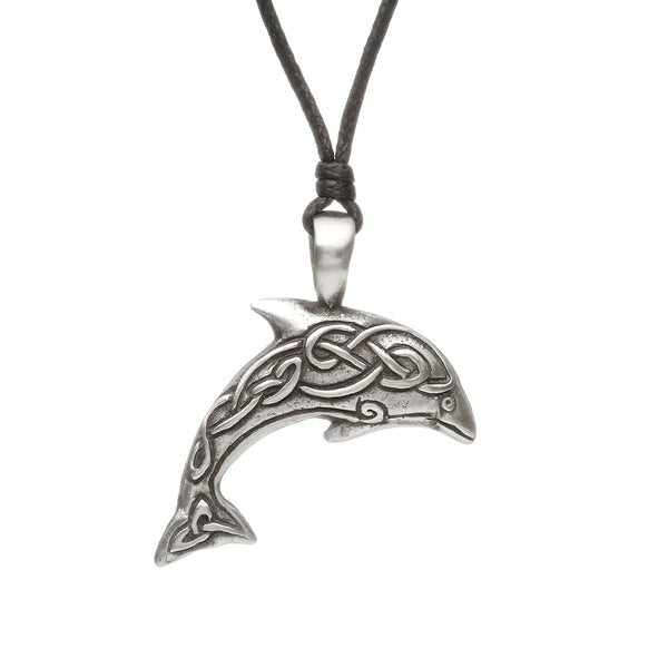 Green Legend Pewter Celtic Knot Dolphin Necklace