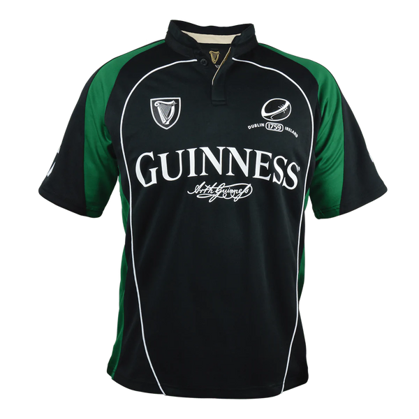 Guinness Black and Green Short Sleeve Performance Rugby Jersey