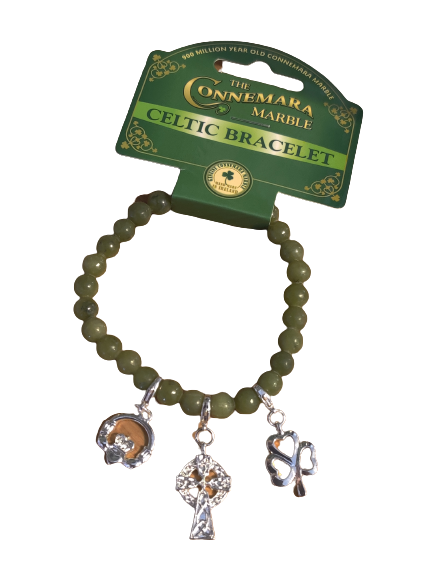 Connemara Marble Triple Icon Charm Stretch Bracelet