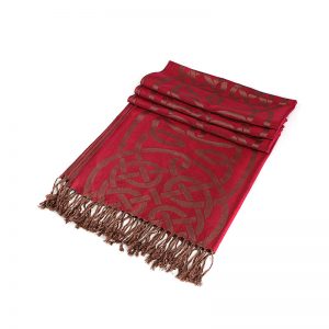 Double Sided Celtic Knot Scarf- Rust Red