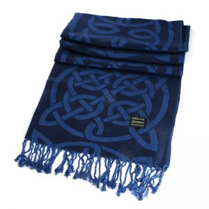 Double Sided Celtic Knot Scarf- Dark Blue