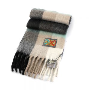 Check Scarf Grey & Green 35cm x 220cm