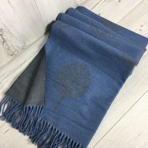 Double Sided Tree Scarf- Blue/Grey