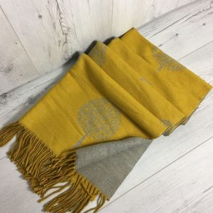 Double Sided Tree Scarf- Yellow/Grey