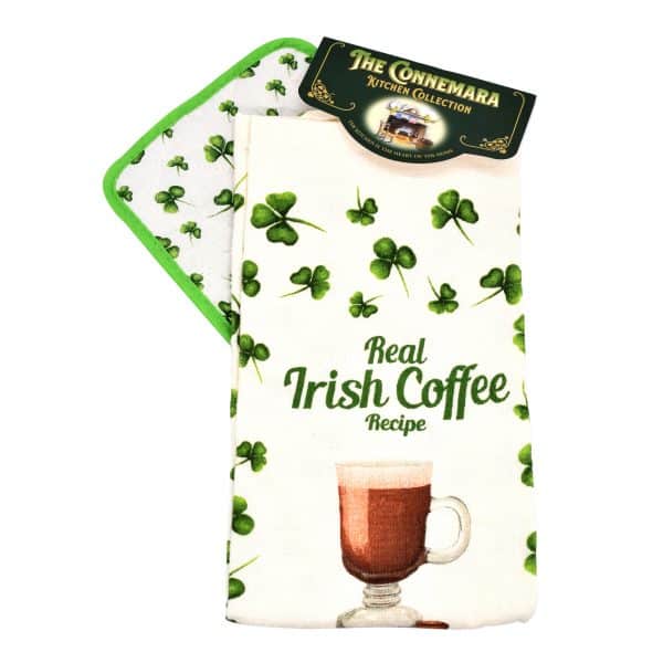 Connemara Kitchen Irish Coffee Recipe Tea Towel and Pot Holder