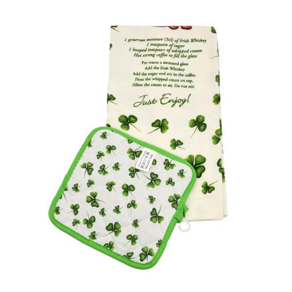 Connemara Kitchen Irish Coffee Recipe Tea Towel and Pot Holder