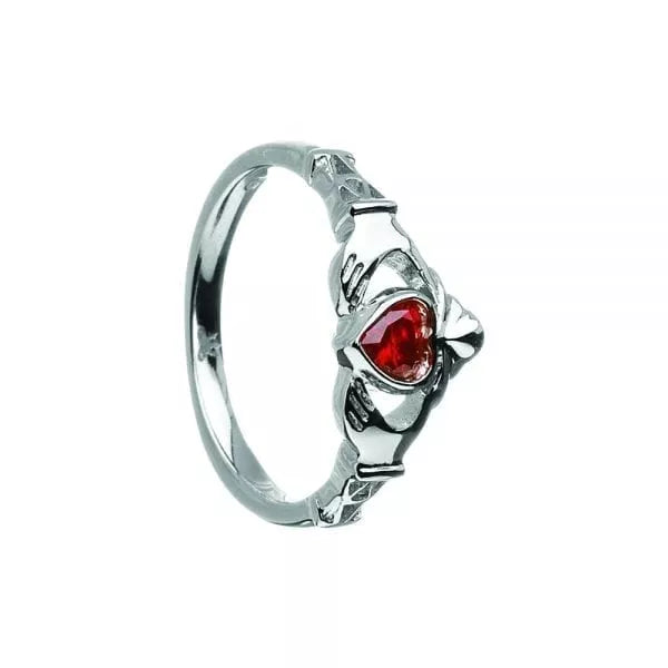 Sterling Silver Claddagh Birthstone Rings