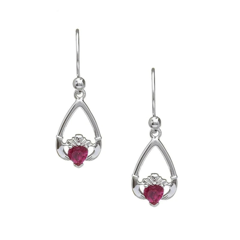 Sterling Silver Claddagh Birthstone Earrings