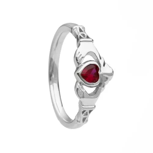 Sterling Silver Claddagh Birthstone Rings