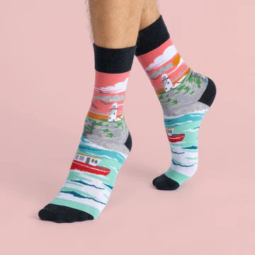 Irish Landmark Socks- Lighthouse and Cliffs