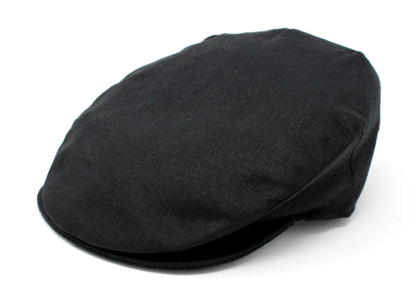 Hanna Hats Linen Donegal Touring Cap- Black