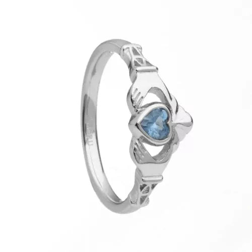 Sterling Silver Claddagh Birthstone Rings