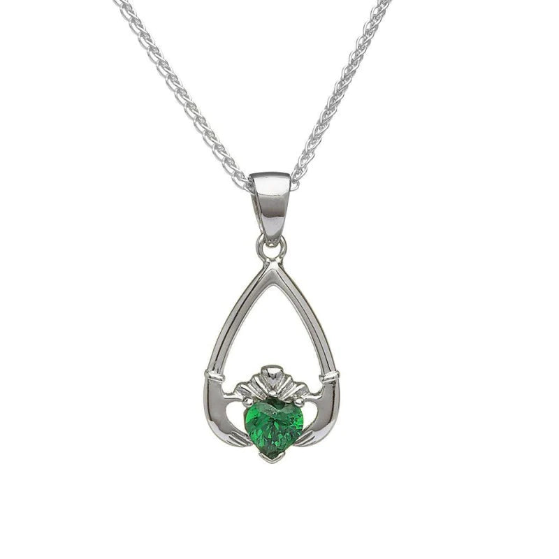 Sterling Silver Claddagh Birthstone Necklace