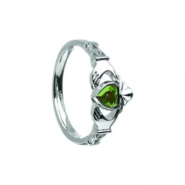 Sterling Silver Claddagh Birthstone Rings