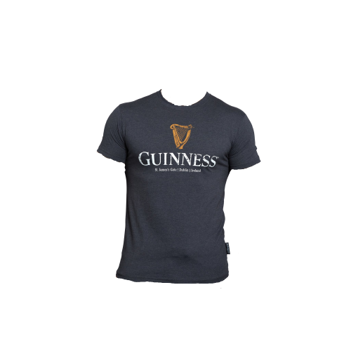 Guinness Navy Distressed Harp Logo T-Shirt