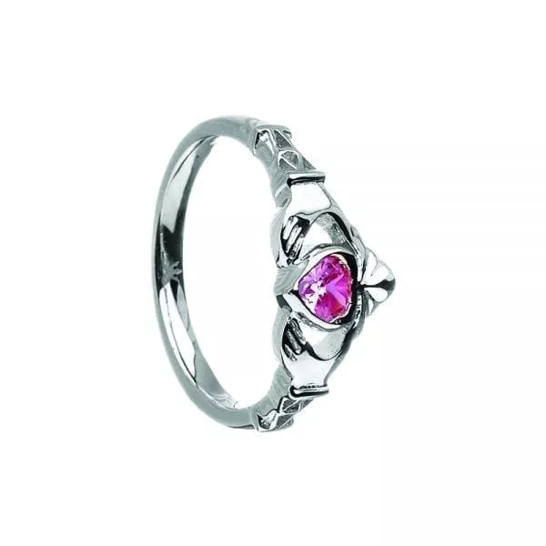 Sterling Silver Claddagh Birthstone Rings