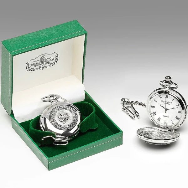 Mullingar Pewter Shamrock Pocket Watch