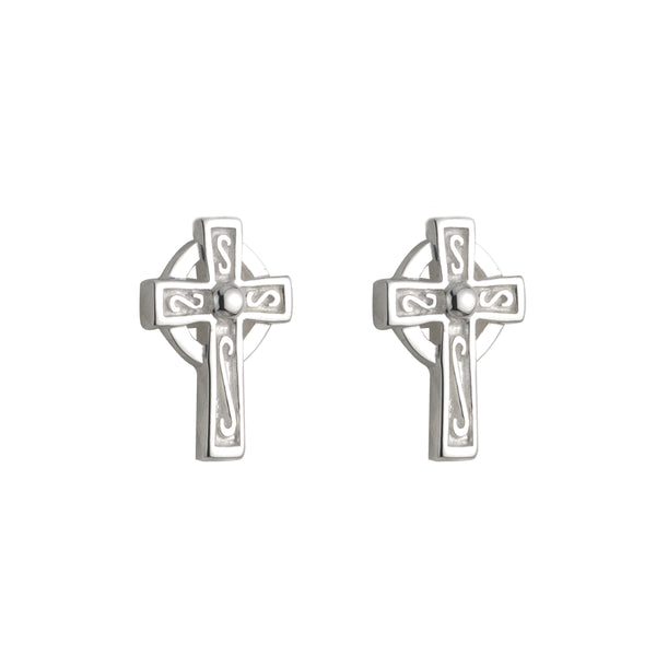 Small Sterling Silver Celtic Cross Stud Earrings