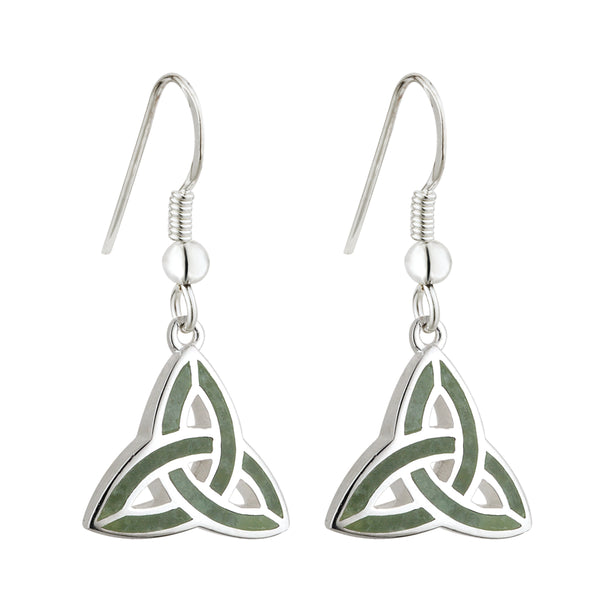 Connemara Marble and Sterling Silver Trinity Knot Drop Earrings