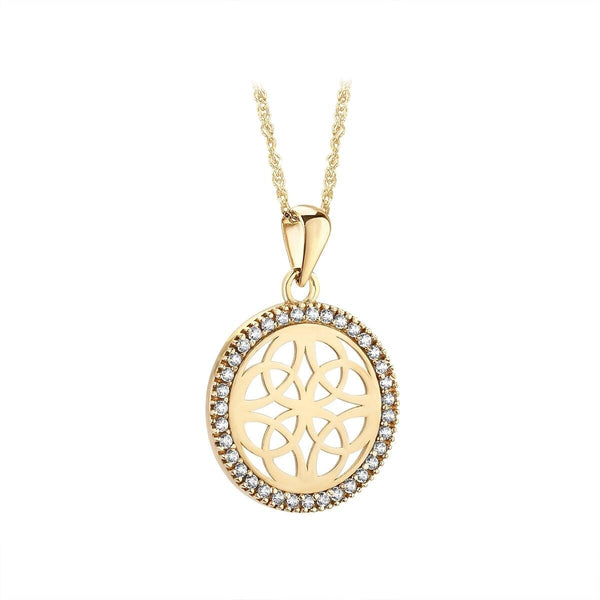 10K Gold Four Trinity Round Celtic Knot Necklace