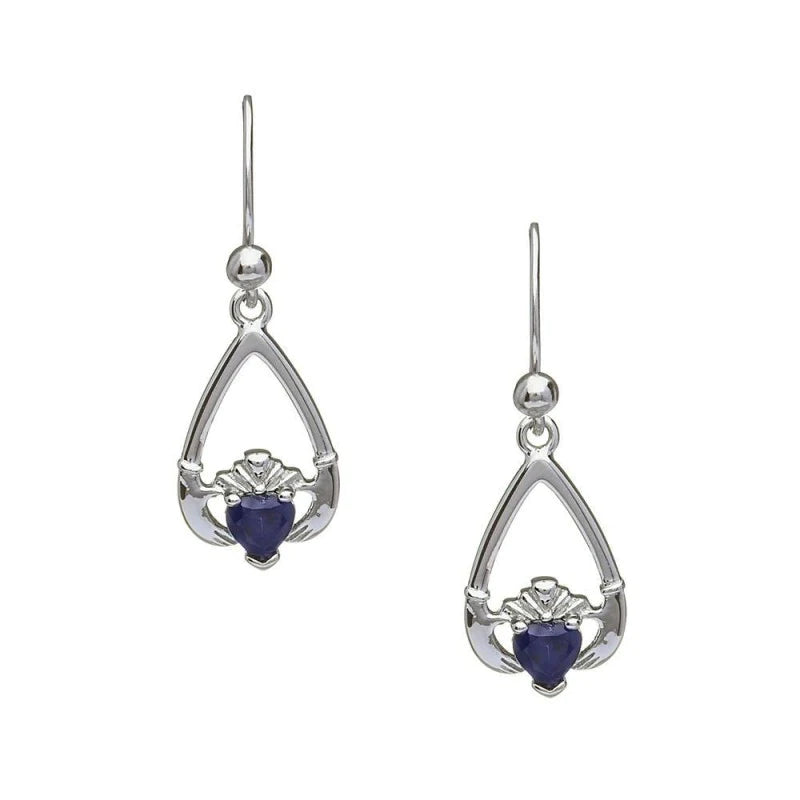 Sterling Silver Claddagh Birthstone Earrings