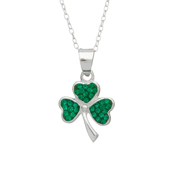 Shamrock Pendant with Green CZ Stones