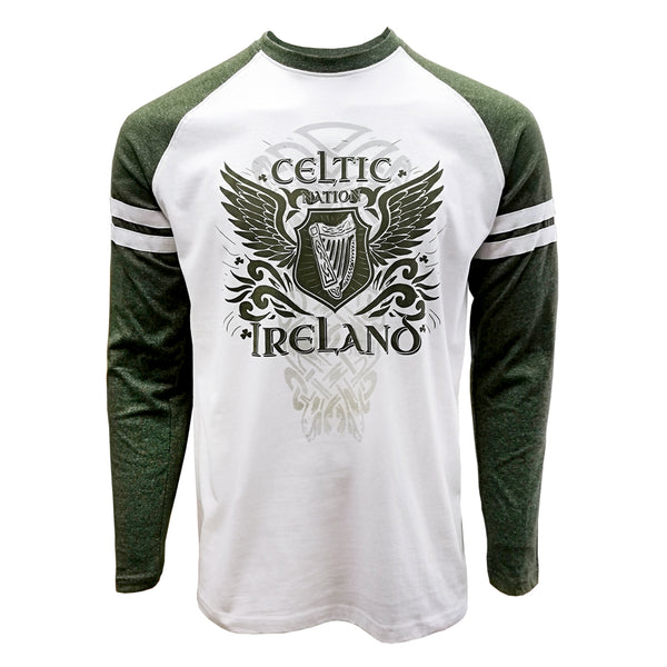 Celtic Wings Long Sleeve Top Moss/White