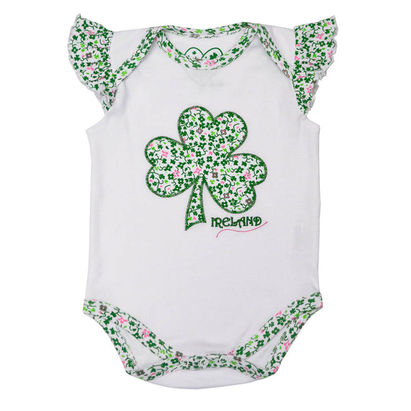 White Shamrock Applique Baby Vest