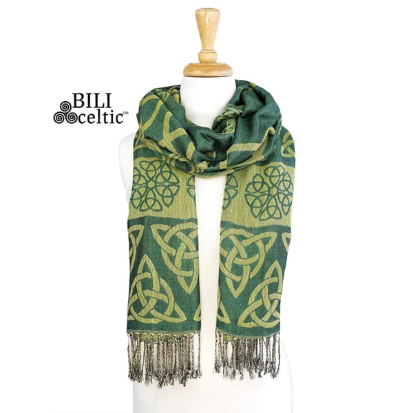 Anne Trinity Celtic Knot Scarf - Kelly/Lime - The Celtic Gift Store - Scarves & Shawls
