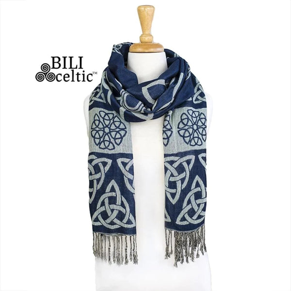Anne Trinity Celtic Knot Scarf - Navy - The Celtic Gift Store - Scarves & Shawls