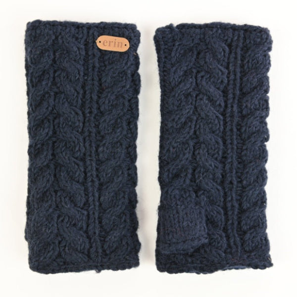 Aran Cable Handwarmers - Navy - The Celtic Gift Store - 