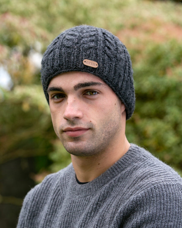 Aran Cable Pullon Hat - Charcoal - The Celtic Gift Store - Clothing Accessories