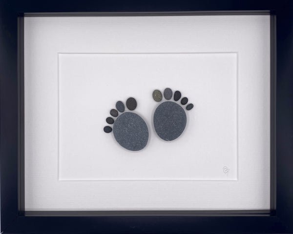 Baby Feet Irish Pebble Art - 8"x10" Shadowbox - The Celtic Gift Store - Decor