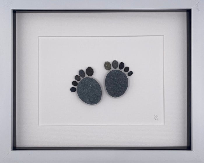 Baby Feet Irish Pebble Art - 8"x10" Shadowbox - The Celtic Gift Store - Decor