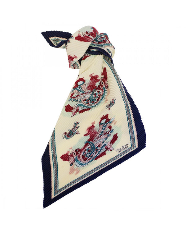 Book Of Kells Cream and Navy Celtic Crinkle Scarf