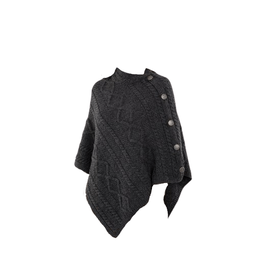 Black Cable Poncho - The Celtic Gift Store - 