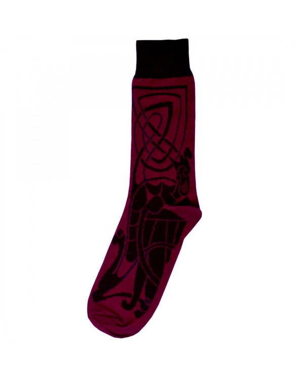 Book of Kells Burgundy and Black Celtic Knot Men's Socks - The Celtic Gift Store - Clothing