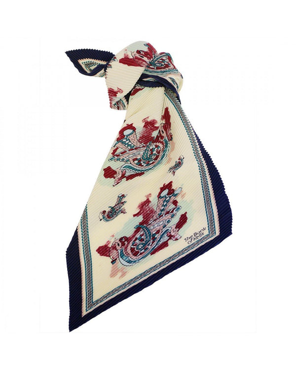 Book Of Kells Cream and Navy Celtic Crinkle Scarf - The Celtic Gift Store - Scarves & Shawls