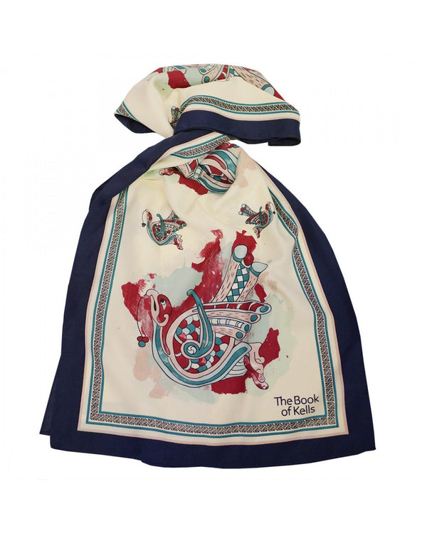 Book of Kells Cream and Navy Celtic Scarf - The Celtic Gift Store - Clothing Accessories