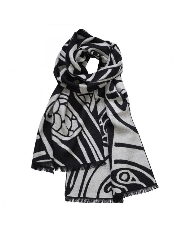 Book of Kells Grey and Black Reversible Celtic Scarf - The Celtic Gift Store - Scarves & Shawls