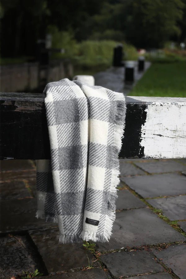 Branigan Weavers Throw - Light Grey/Cream - The Celtic Gift Store - Blankets and Bedding