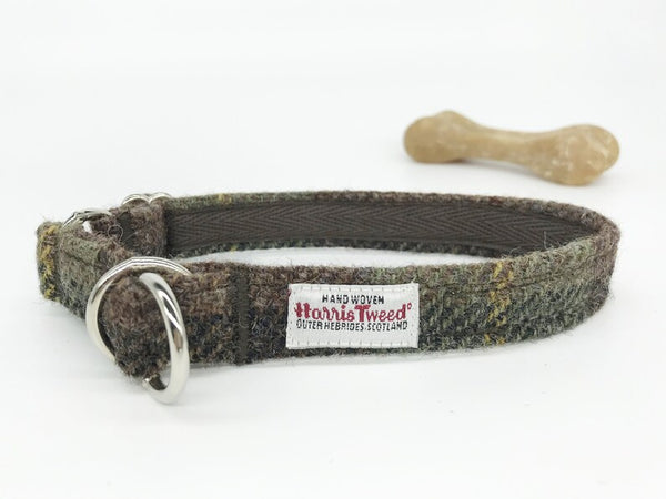 Glen Appin Large Brown and Grey Harris Tweed Dog Collar and Lead