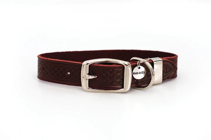 Celtic Leather Dog Collar