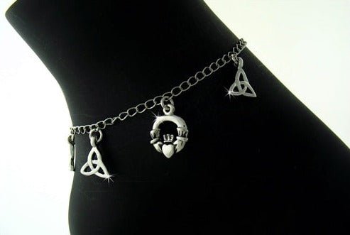 Celtic Claddagh and Trinity Anklet - The Celtic Gift Store - 