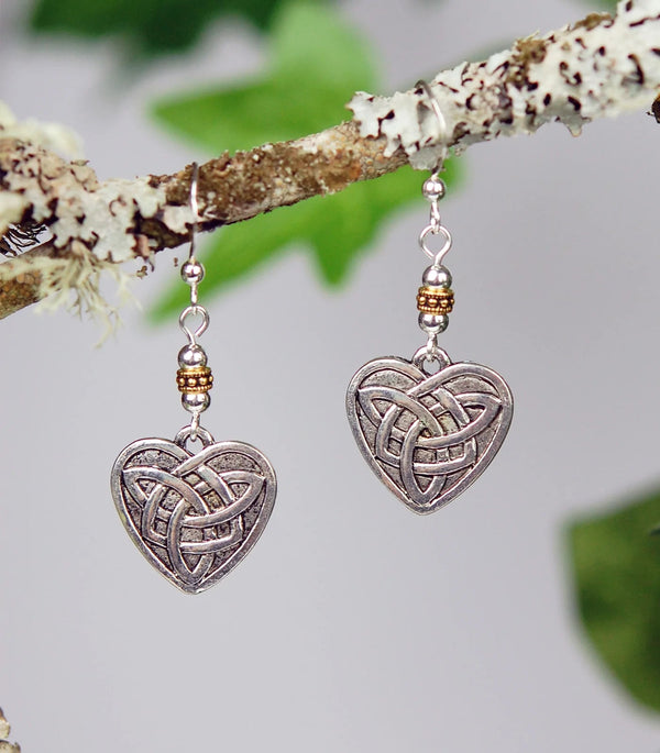Celtic Heart with Gold Details Earrings - The Celtic Gift Store - Earrings