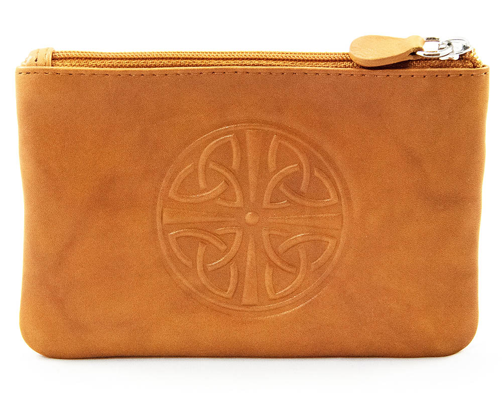 Celtic Knot Leather Coin Purse - Antique Saddle - The Celtic Gift Store - Wallets