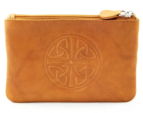 Celtic Knot Leather Coin Purse - Antique Saddle - The Celtic Gift Store - Wallets