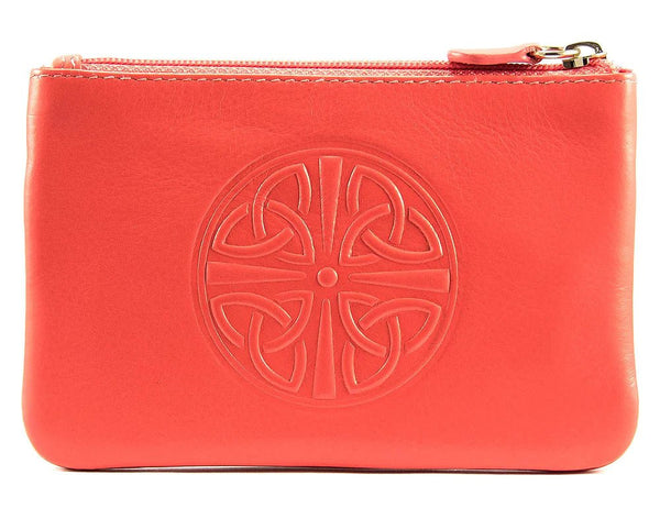Celtic Knot Leather Coin Purse - Coral - The Celtic Gift Store - Wallets