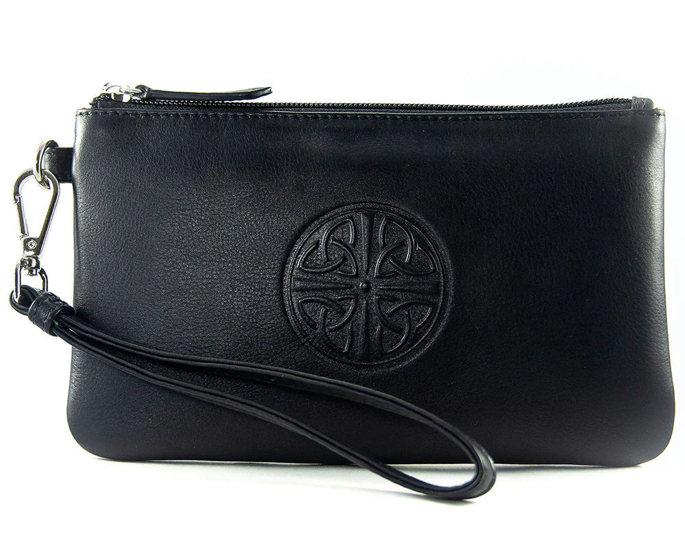Celtic Knot Leather Wristlet - Black - The Celtic Gift Store - Handbags